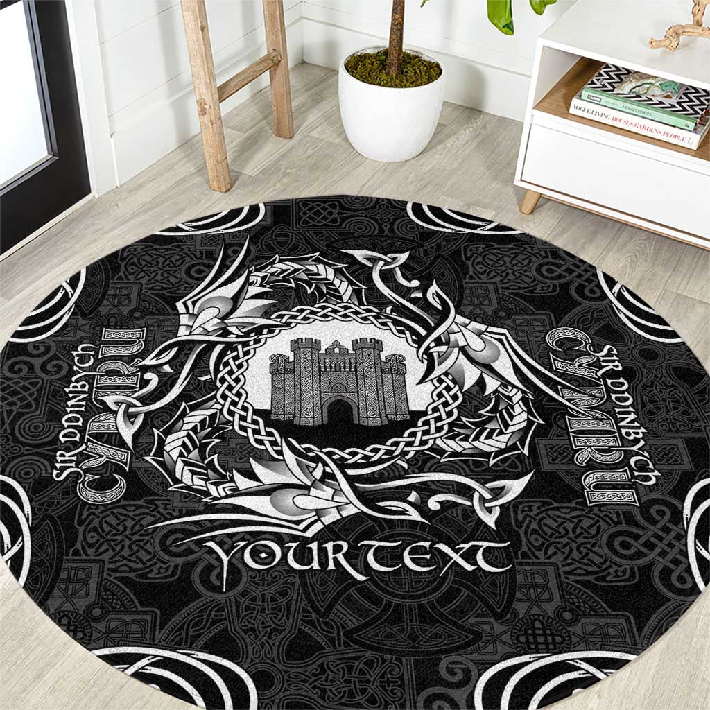 Personalized Denbighshire Sir Ddinbych Round Carpet Black Gatehouse Denbigh Castle Celtic-inspired - Wonder Print Shop