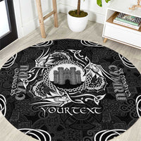 Personalized Denbighshire Sir Ddinbych Round Carpet Black Gatehouse Denbigh Castle Celtic-inspired - Wonder Print Shop