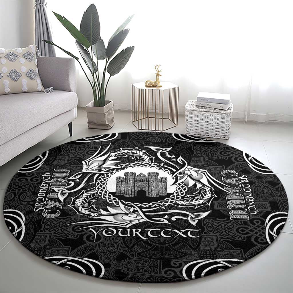 Personalized Denbighshire Sir Ddinbych Round Carpet Black Gatehouse Denbigh Castle Celtic-inspired - Wonder Print Shop