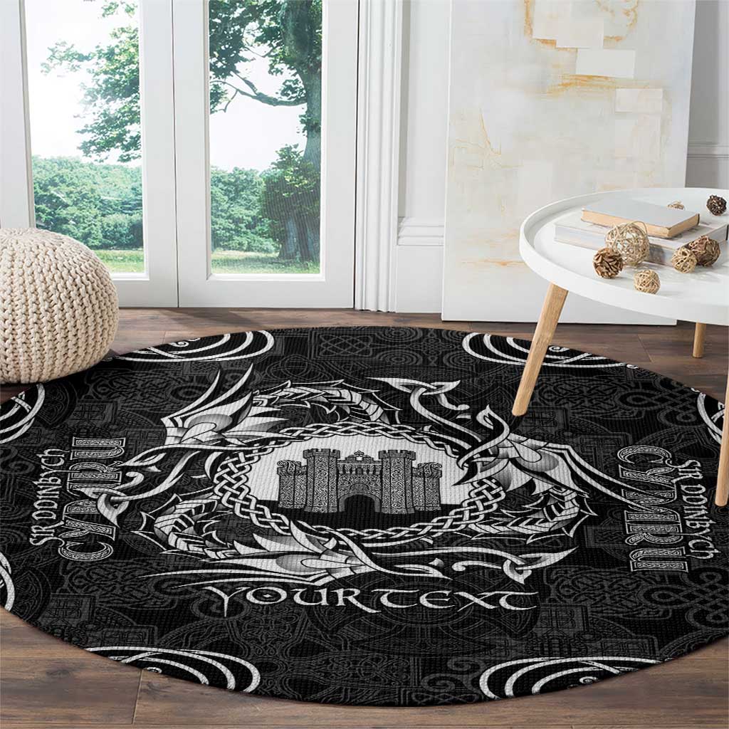 Personalized Denbighshire Sir Ddinbych Round Carpet Black Gatehouse Denbigh Castle Celtic-inspired - Wonder Print Shop
