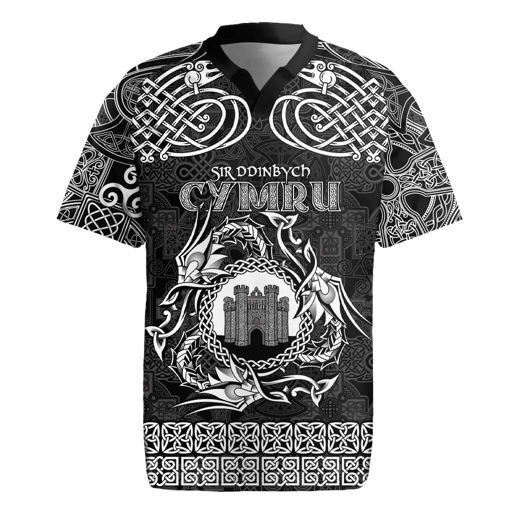 Personalized Denbighshire Sir Ddinbych Rugby Jersey Black Gatehouse Denbigh Castle Celtic-inspired - Wonder Print Shop