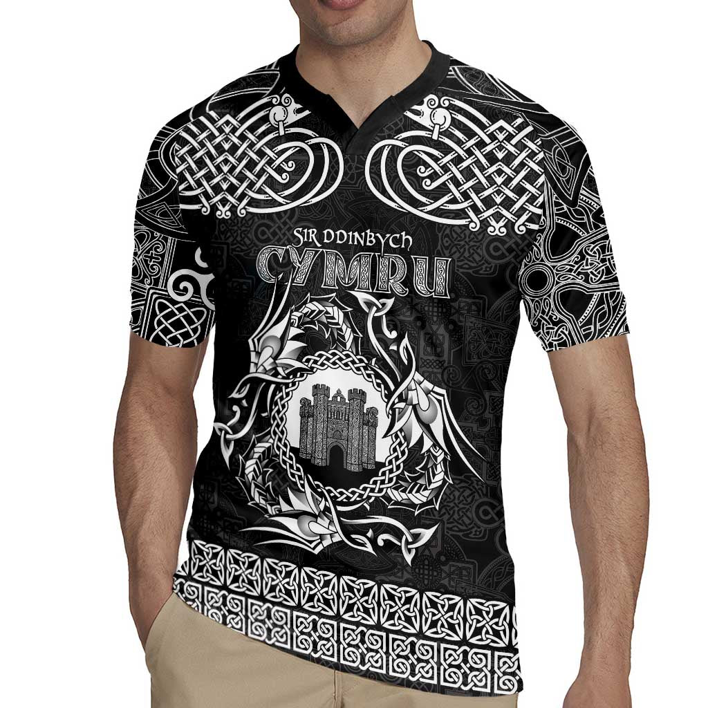 Personalized Denbighshire Sir Ddinbych Rugby Jersey Black Gatehouse Denbigh Castle Celtic-inspired - Wonder Print Shop