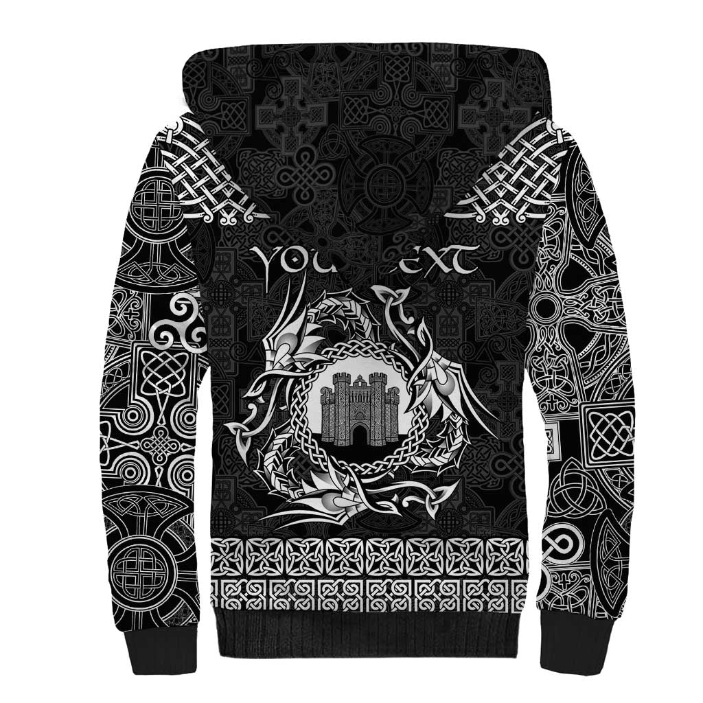 Personalized Denbighshire Sir Ddinbych Sherpa Hoodie Black Gatehouse Denbigh Castle Celtic-inspired - Wonder Print Shop