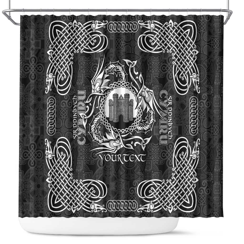 Personalized Denbighshire Sir Ddinbych Shower Curtain Black Gatehouse Denbigh Castle Celtic-inspired - Wonder Print Shop