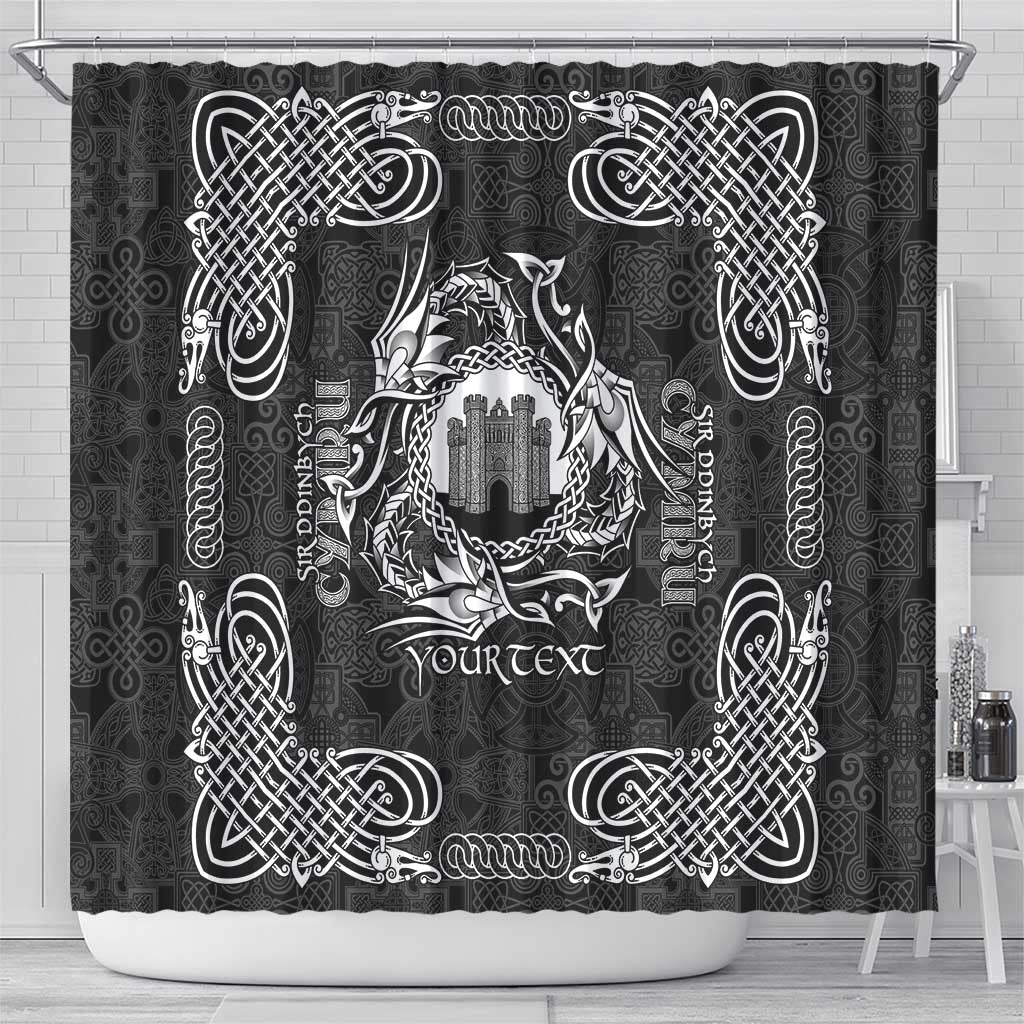 Personalized Denbighshire Sir Ddinbych Shower Curtain Black Gatehouse Denbigh Castle Celtic-inspired - Wonder Print Shop