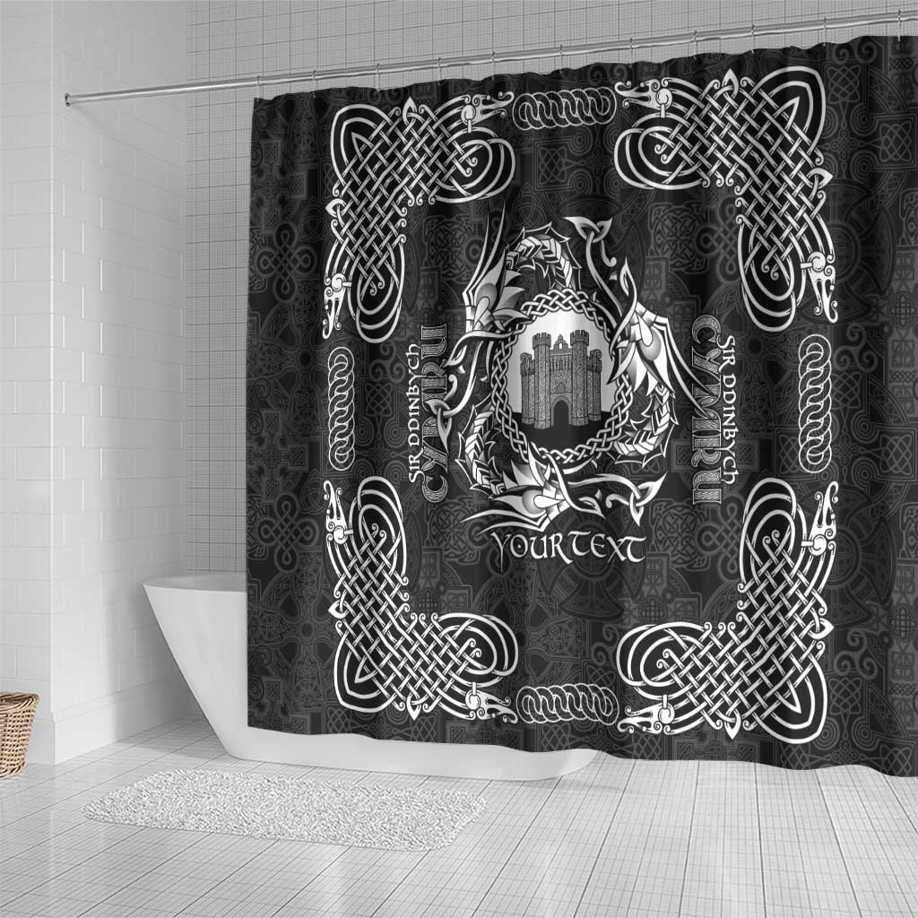 Personalized Denbighshire Sir Ddinbych Shower Curtain Black Gatehouse Denbigh Castle Celtic-inspired - Wonder Print Shop