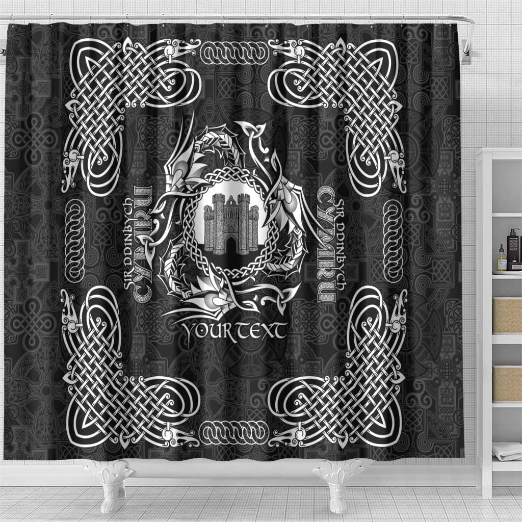 Personalized Denbighshire Sir Ddinbych Shower Curtain Black Gatehouse Denbigh Castle Celtic-inspired - Wonder Print Shop