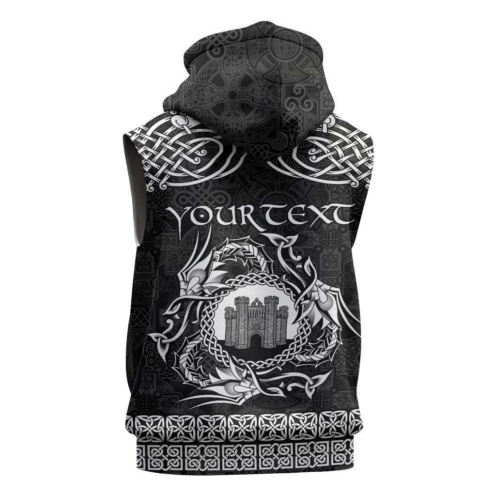 Personalized Denbighshire Sir Ddinbych Sleeveless Zip Hoodie Black Gatehouse Denbigh Castle Celtic-inspired - Wonder Print Shop