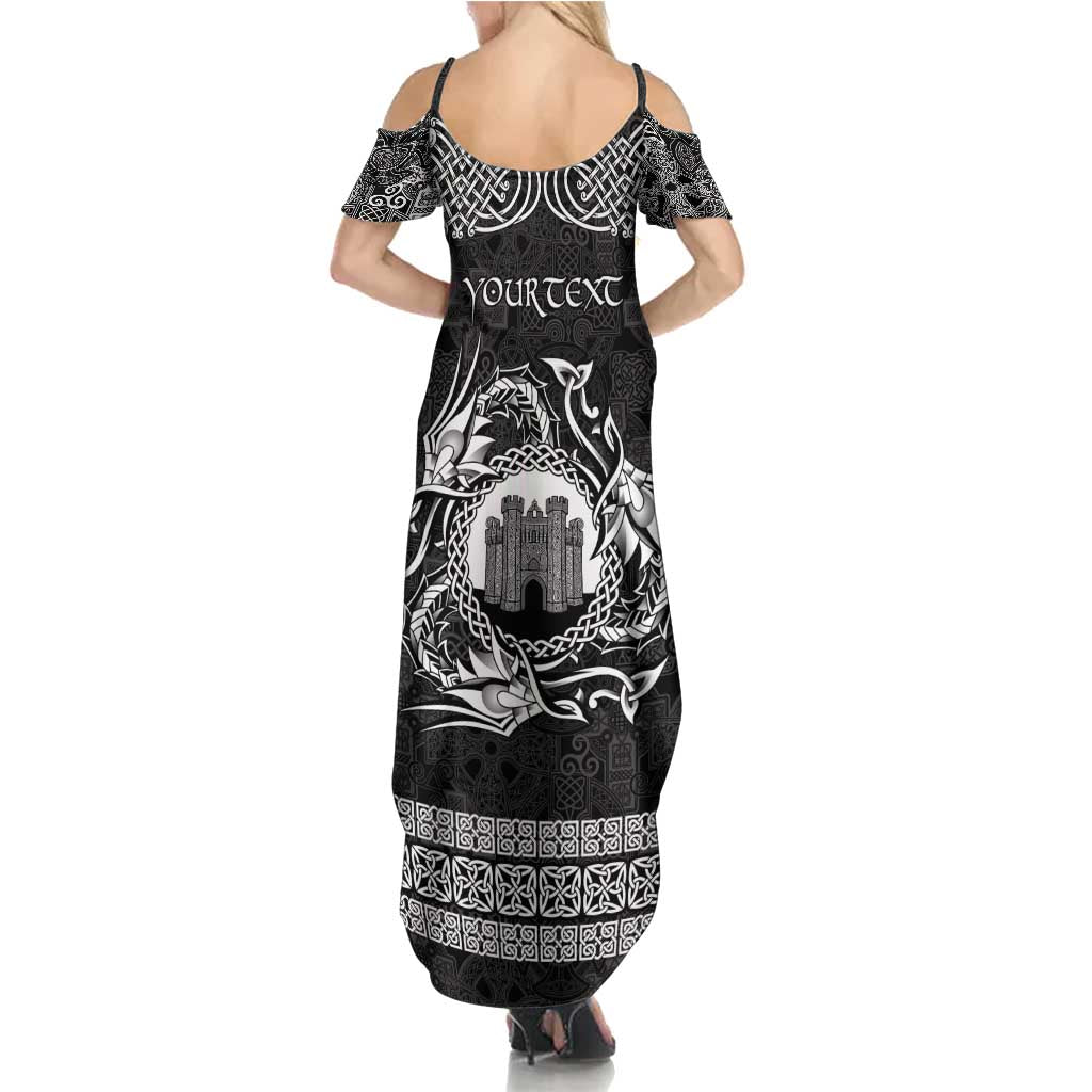 Personalized Denbighshire Sir Ddinbych Summer Maxi Dress Black Gatehouse Denbigh Castle Celtic-inspired - Wonder Print Shop