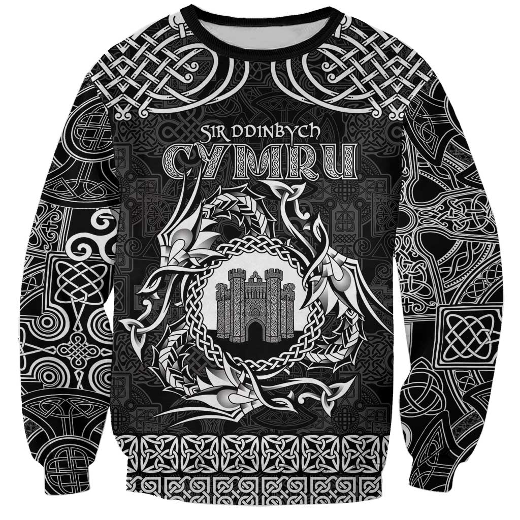 Personalized Denbighshire Sir Ddinbych Sweatshirt Black Gatehouse Denbigh Castle Celtic-inspired - Wonder Print Shop