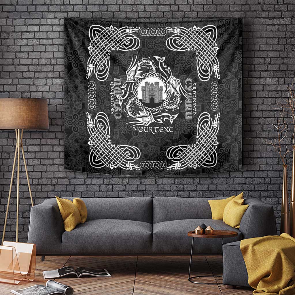 Personalized Denbighshire Sir Ddinbych Tapestry Black Gatehouse Denbigh Castle Celtic-inspired - Wonder Print Shop