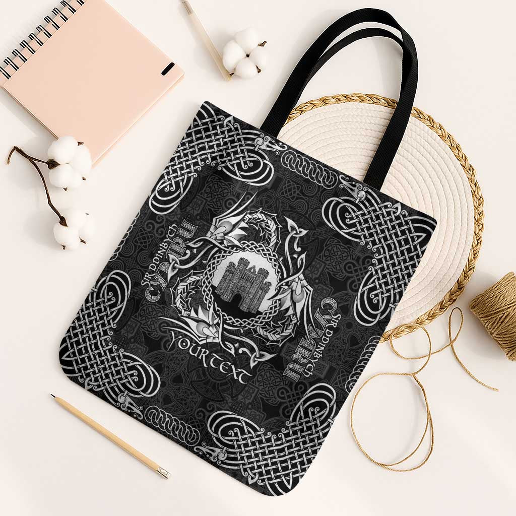 Personalized Denbighshire Sir Ddinbych Tote Bag Black Gatehouse Denbigh Castle Celtic-inspired - Wonder Print Shop