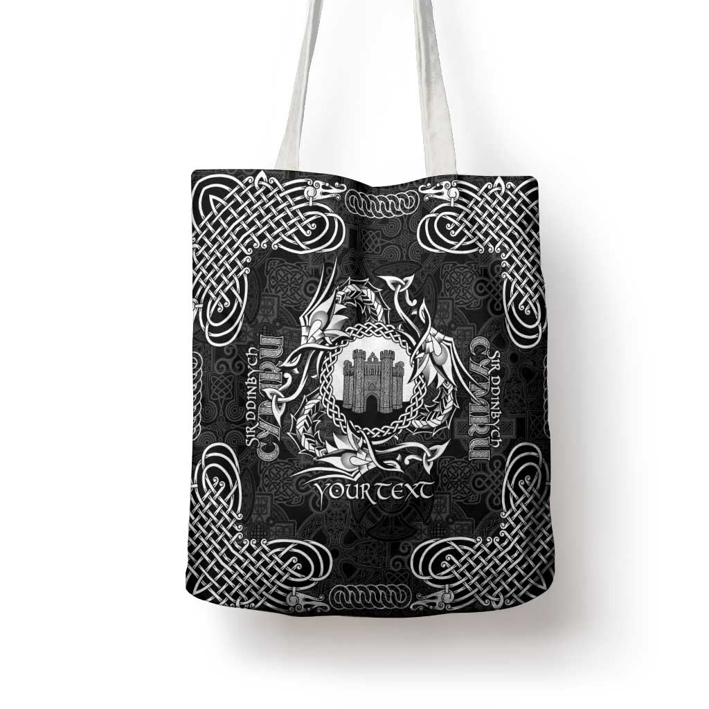 Personalized Denbighshire Sir Ddinbych Tote Bag Black Gatehouse Denbigh Castle Celtic-inspired - Wonder Print Shop