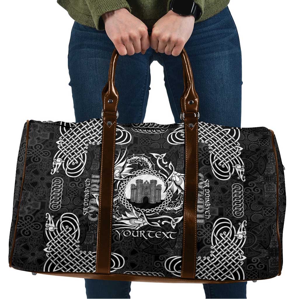 Personalized Denbighshire Sir Ddinbych Travel Bag Black Gatehouse Denbigh Castle Celtic-inspired - Wonder Print Shop