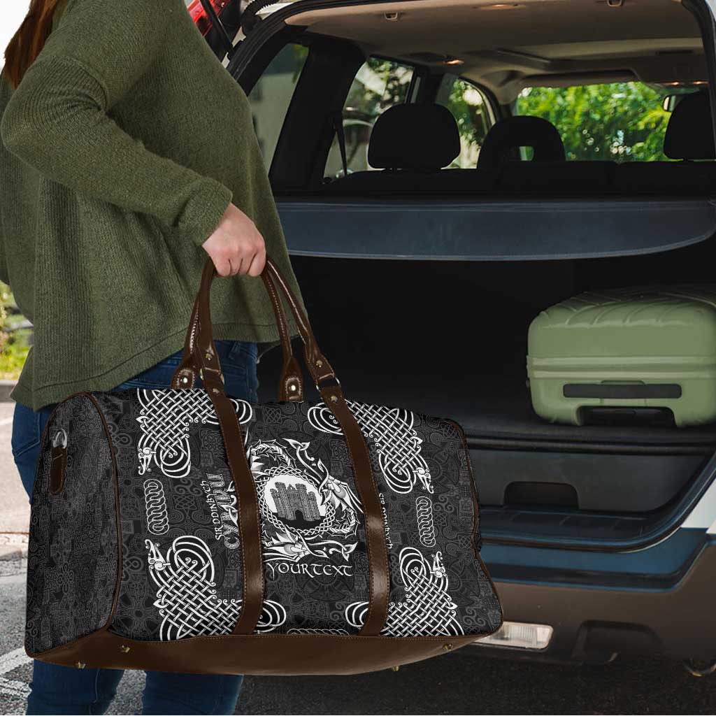 Personalized Denbighshire Sir Ddinbych Travel Bag Black Gatehouse Denbigh Castle Celtic-inspired - Wonder Print Shop