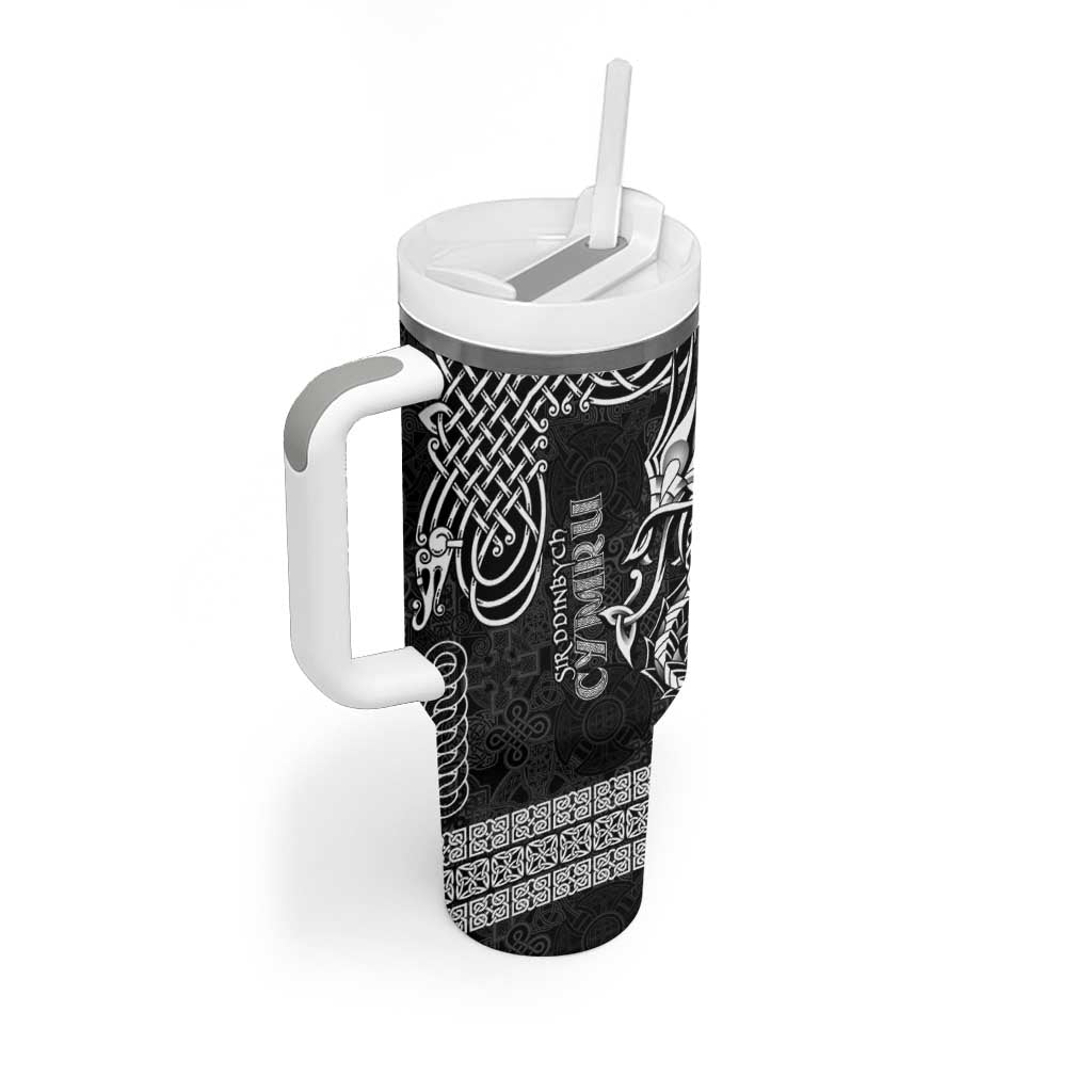 Personalized Denbighshire Sir Ddinbych Tumbler With Handle Black Gatehouse Denbigh Castle Celtic-inspired - Wonder Print Shop