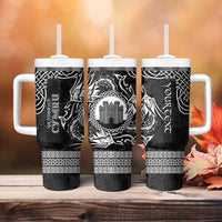 Personalized Denbighshire Sir Ddinbych Tumbler With Handle Black Gatehouse Denbigh Castle Celtic-inspired - Wonder Print Shop