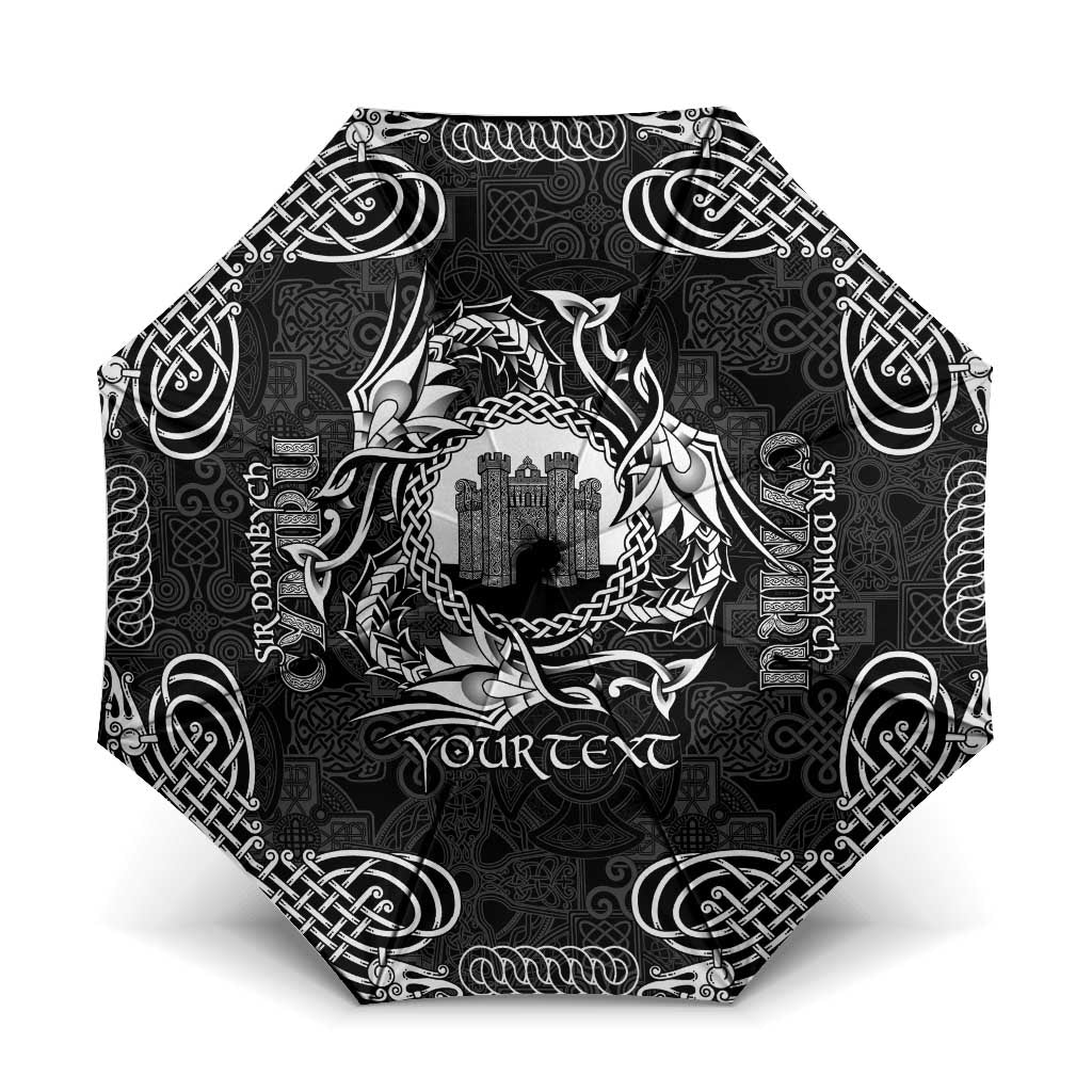 Personalized Denbighshire Sir Ddinbych Umbrella Black Gatehouse Denbigh Castle Celtic-inspired - Wonder Print Shop