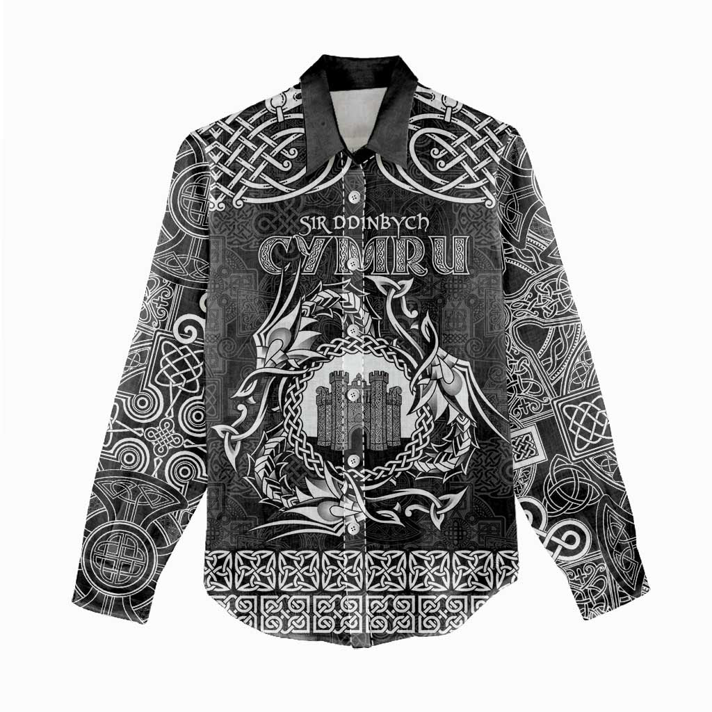 Personalized Denbighshire Sir Ddinbych Women Casual Shirt Black Gatehouse Denbigh Castle Celtic-inspired - Wonder Print Shop