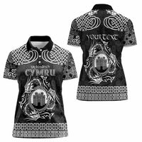 Personalized Denbighshire Sir Ddinbych Women Polo Shirt Black Gatehouse Denbigh Castle Celtic-inspired - Wonder Print Shop