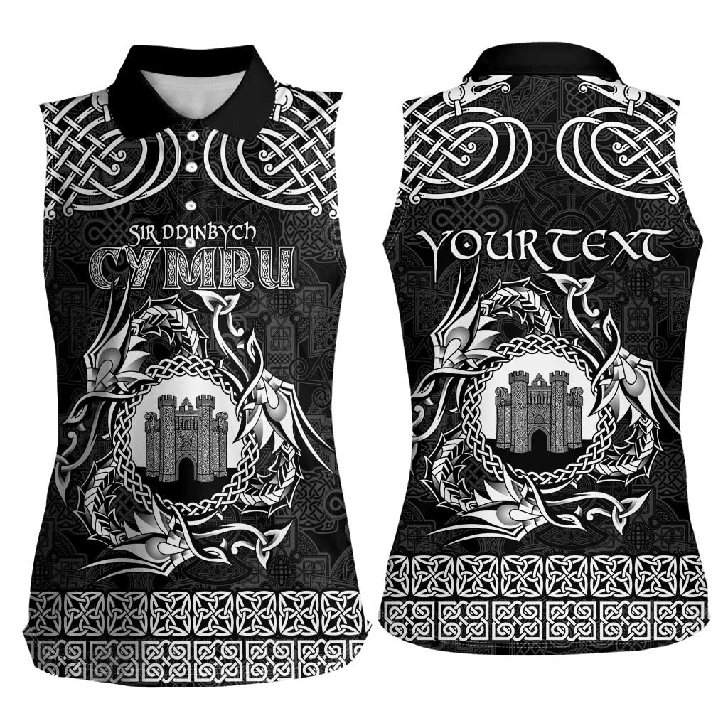 Personalized Denbighshire Sir Ddinbych Women Sleeveless Polo Shirt Black Gatehouse Denbigh Castle Celtic-inspired - Wonder Print Shop