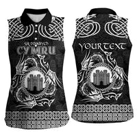 Personalized Denbighshire Sir Ddinbych Women Sleeveless Polo Shirt Black Gatehouse Denbigh Castle Celtic-inspired - Wonder Print Shop