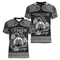 Personalized Denbighshire Sir Ddinbych Women V-Neck T-Shirt Black Gatehouse Denbigh Castle Celtic-inspired - Wonder Print Shop