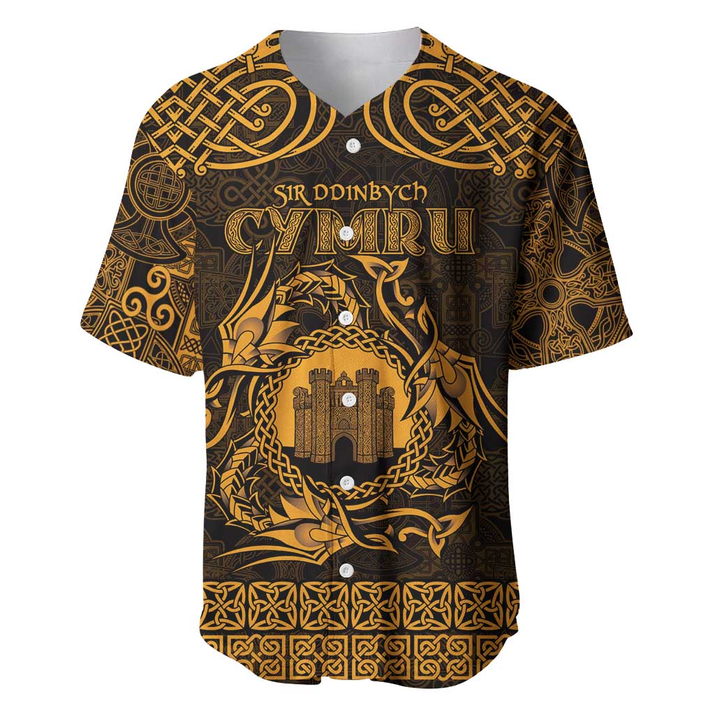 Personalized Denbighshire Sir Ddinbych Baseball Jersey Gold Gatehouse Denbigh Castle Celtic-inspired - Wonder Print Shop