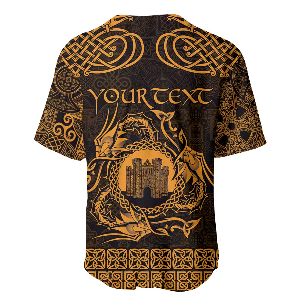Personalized Denbighshire Sir Ddinbych Baseball Jersey Gold Gatehouse Denbigh Castle Celtic-inspired - Wonder Print Shop