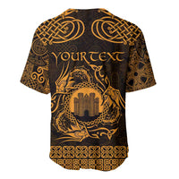 Personalized Denbighshire Sir Ddinbych Baseball Jersey Gold Gatehouse Denbigh Castle Celtic-inspired - Wonder Print Shop