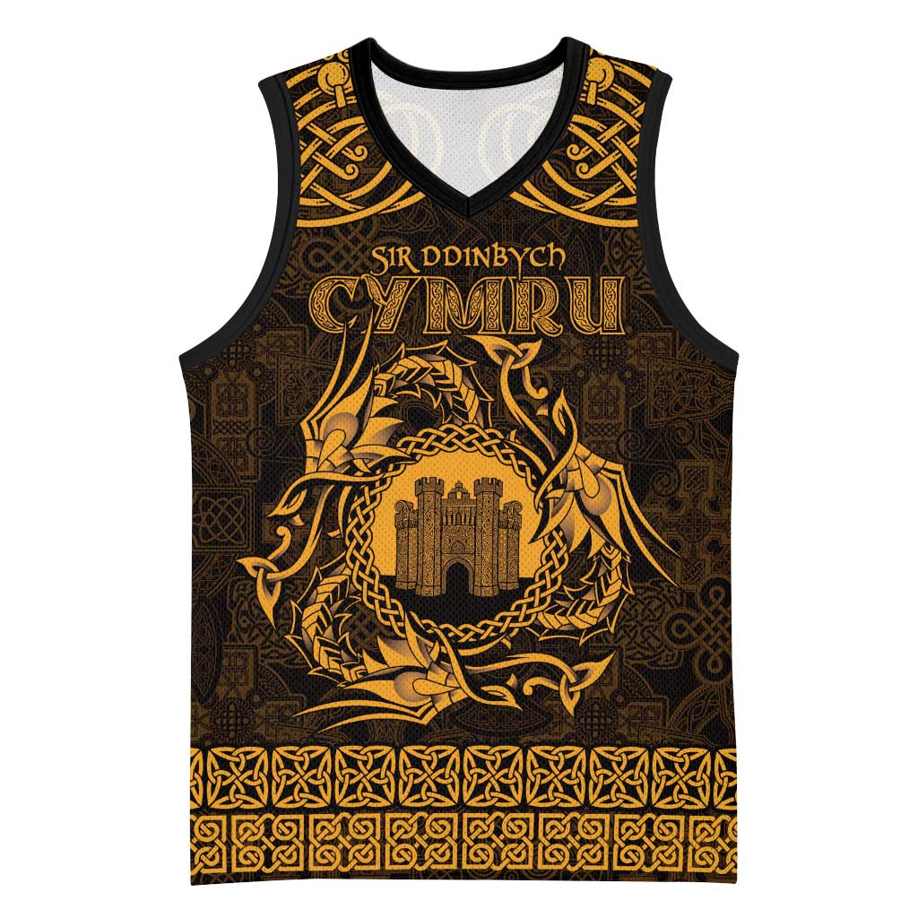 Personalized Denbighshire Sir Ddinbych Basketball Jersey Gold Gatehouse Denbigh Castle Celtic-inspired - Wonder Print Shop