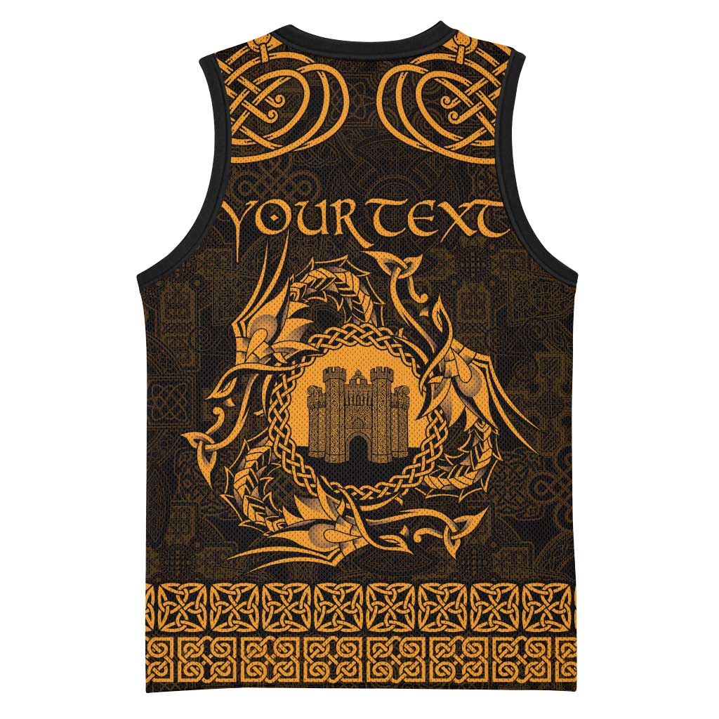 Personalized Denbighshire Sir Ddinbych Basketball Jersey Gold Gatehouse Denbigh Castle Celtic-inspired - Wonder Print Shop