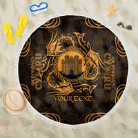 Personalized Denbighshire Sir Ddinbych Beach Blanket Gold Gatehouse Denbigh Castle Celtic-inspired - Wonder Print Shop