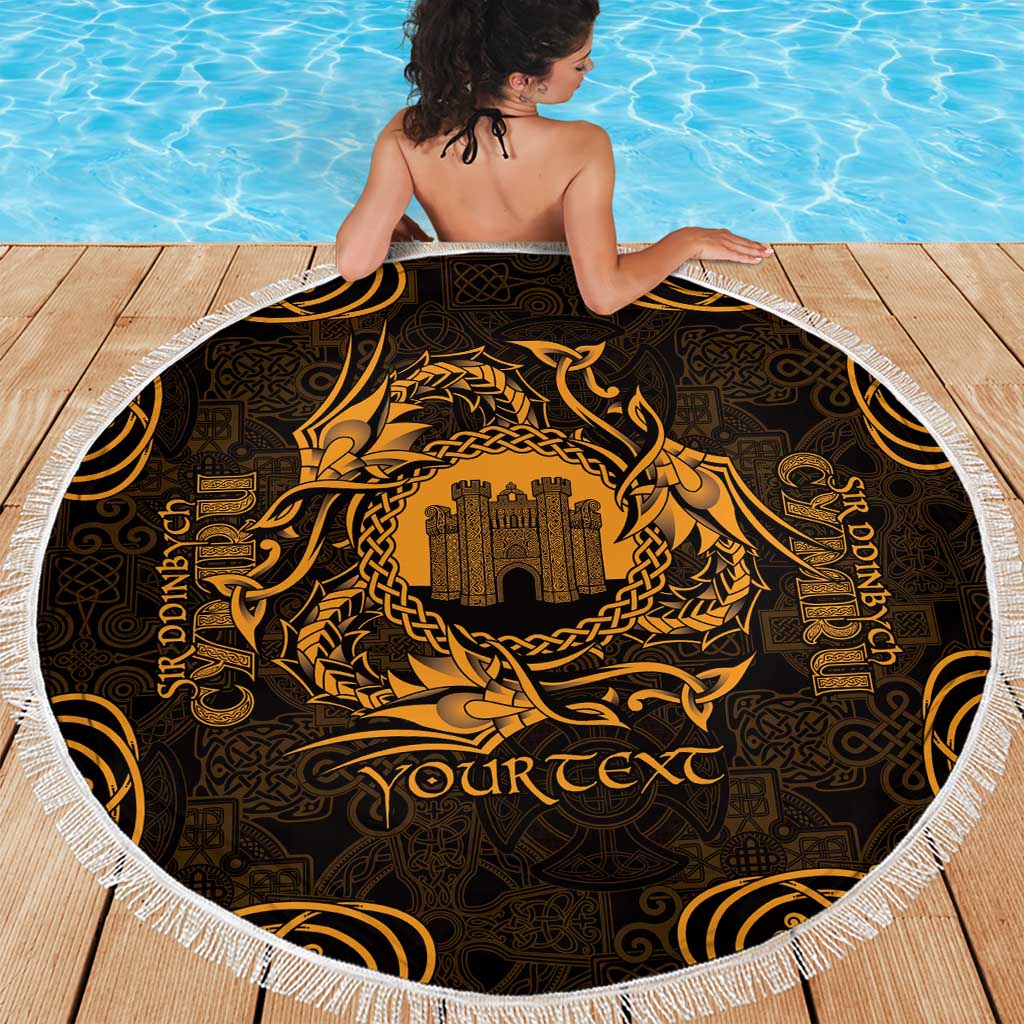 Personalized Denbighshire Sir Ddinbych Beach Blanket Gold Gatehouse Denbigh Castle Celtic-inspired - Wonder Print Shop