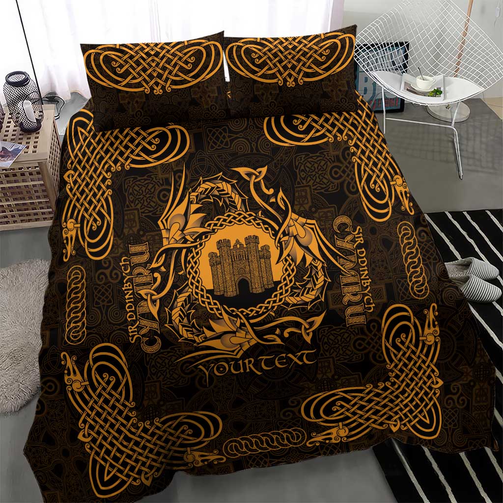 Personalized Denbighshire Sir Ddinbych Bedding Set Gold Gatehouse Denbigh Castle Celtic-inspired - Wonder Print Shop