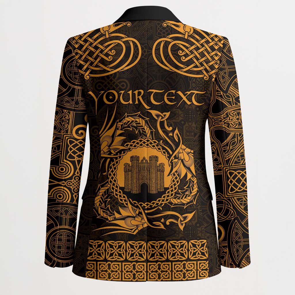 Personalized Denbighshire Sir Ddinbych Blazer Gold Gatehouse Denbigh Castle Celtic-inspired - Wonder Print Shop