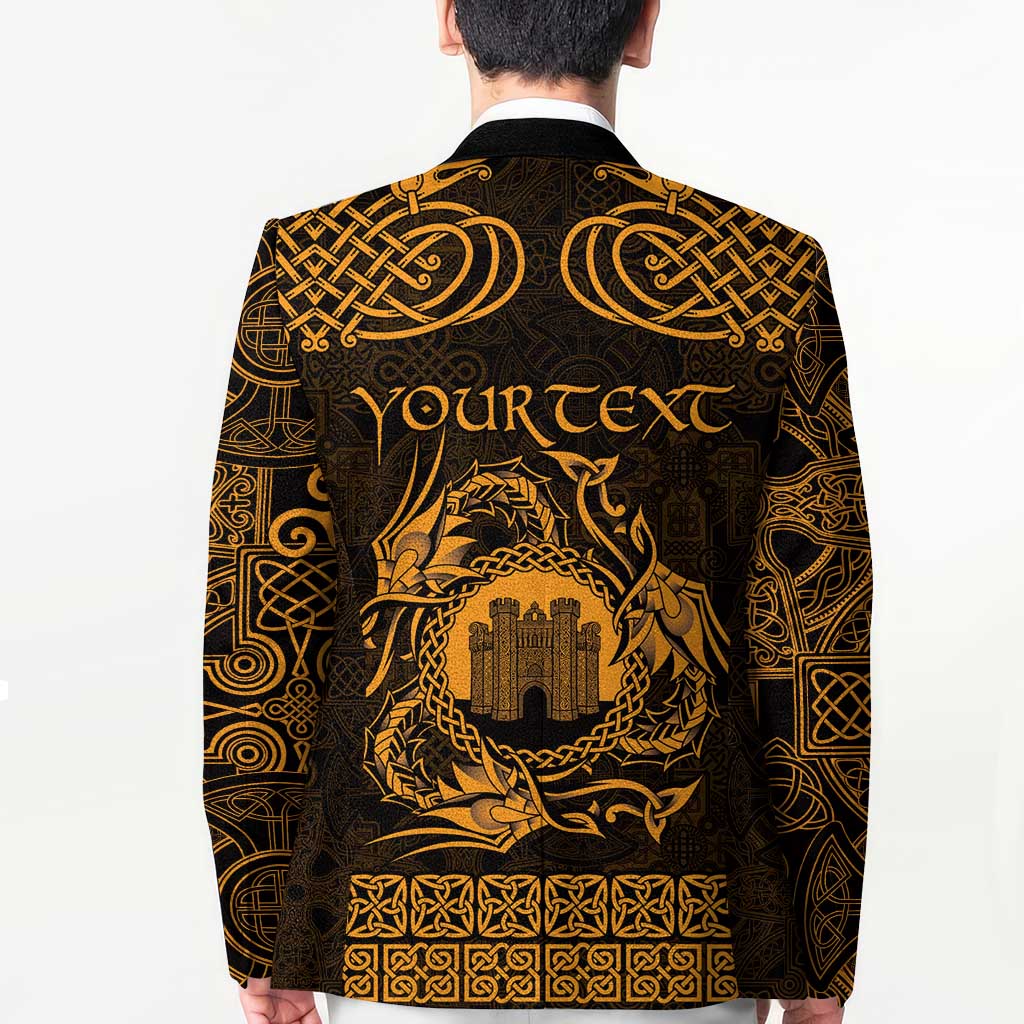 Personalized Denbighshire Sir Ddinbych Blazer Gold Gatehouse Denbigh Castle Celtic-inspired - Wonder Print Shop