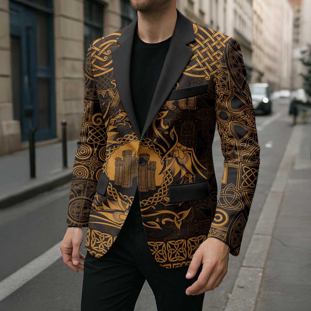Personalized Denbighshire Sir Ddinbych Blazer Gold Gatehouse Denbigh Castle Celtic-inspired - Wonder Print Shop