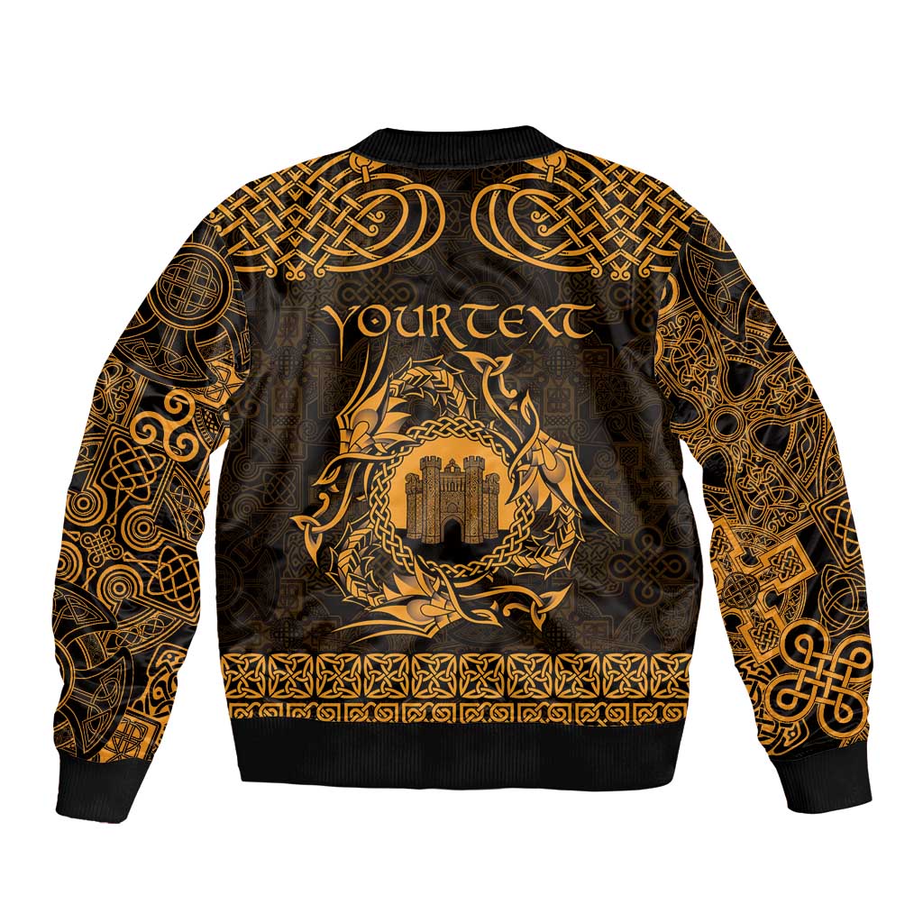 Personalized Denbighshire Sir Ddinbych Bomber Jacket Gold Gatehouse Denbigh Castle Celtic-inspired - Wonder Print Shop