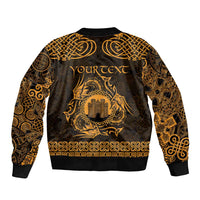 Personalized Denbighshire Sir Ddinbych Bomber Jacket Gold Gatehouse Denbigh Castle Celtic-inspired - Wonder Print Shop
