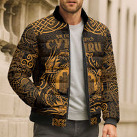 Personalized Denbighshire Sir Ddinbych Bomber Puffer Jacket Gold Gatehouse Denbigh Castle Celtic-inspired - Wonder Print Shop