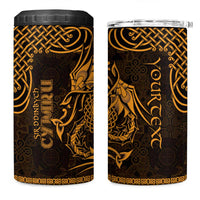 Personalized Denbighshire Sir Ddinbych 4 in 1 Can Cooler Tumbler Gold Gatehouse Denbigh Castle Celtic-inspired - Wonder Print Shop
