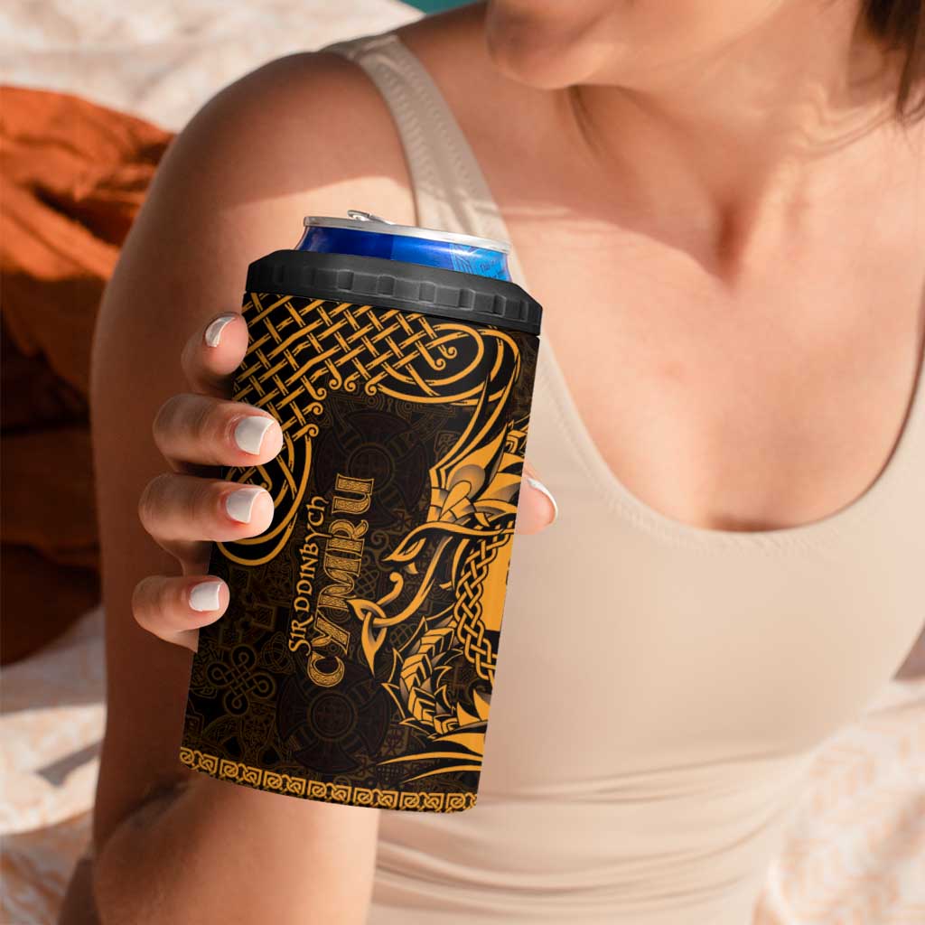 Personalized Denbighshire Sir Ddinbych 4 in 1 Can Cooler Tumbler Gold Gatehouse Denbigh Castle Celtic-inspired - Wonder Print Shop