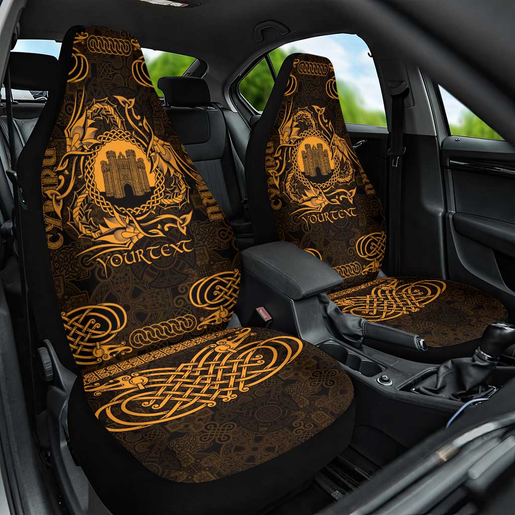 Personalized Denbighshire Sir Ddinbych Car Seat Cover Gold Gatehouse Denbigh Castle Celtic-inspired - Wonder Print Shop