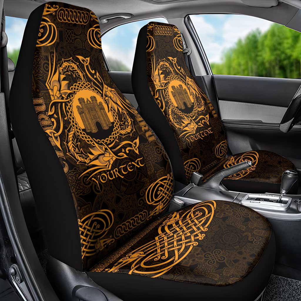 Personalized Denbighshire Sir Ddinbych Car Seat Cover Gold Gatehouse Denbigh Castle Celtic-inspired - Wonder Print Shop