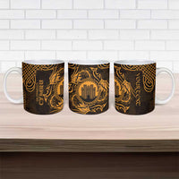Personalized Denbighshire Sir Ddinbych Ceramic Mug Gold Gatehouse Denbigh Castle Celtic-inspired - Wonder Print Shop