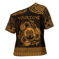 Personalized Denbighshire Sir Ddinbych Cross Shoulder Shirt Gold Gatehouse Denbigh Castle Celtic-inspired - Wonder Print Shop