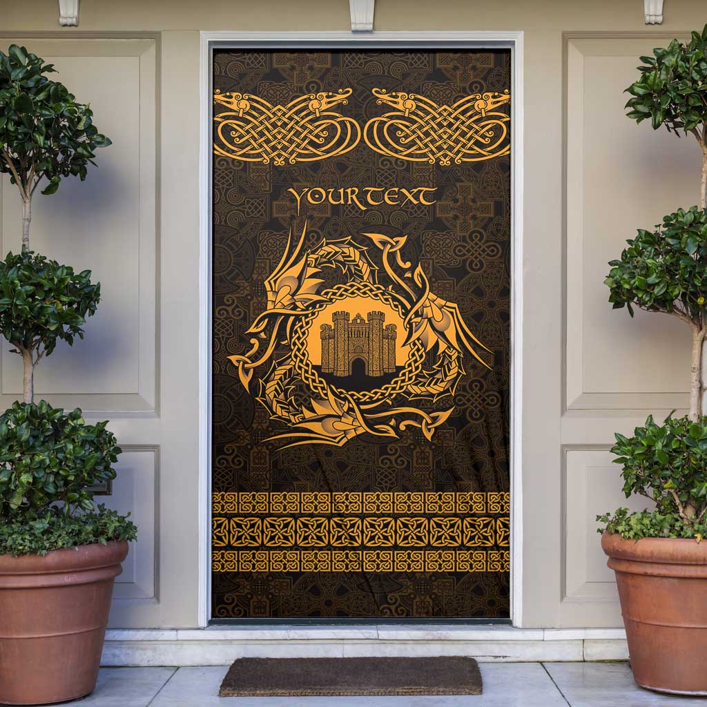 Personalized Denbighshire Sir Ddinbych Door Cover Gold Gatehouse Denbigh Castle Celtic-inspired - Wonder Print Shop