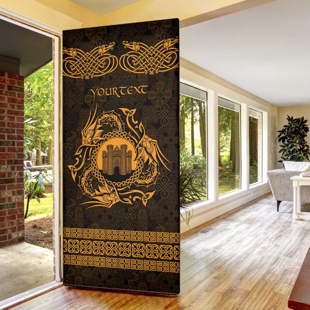 Personalized Denbighshire Sir Ddinbych Door Cover Gold Gatehouse Denbigh Castle Celtic-inspired - Wonder Print Shop