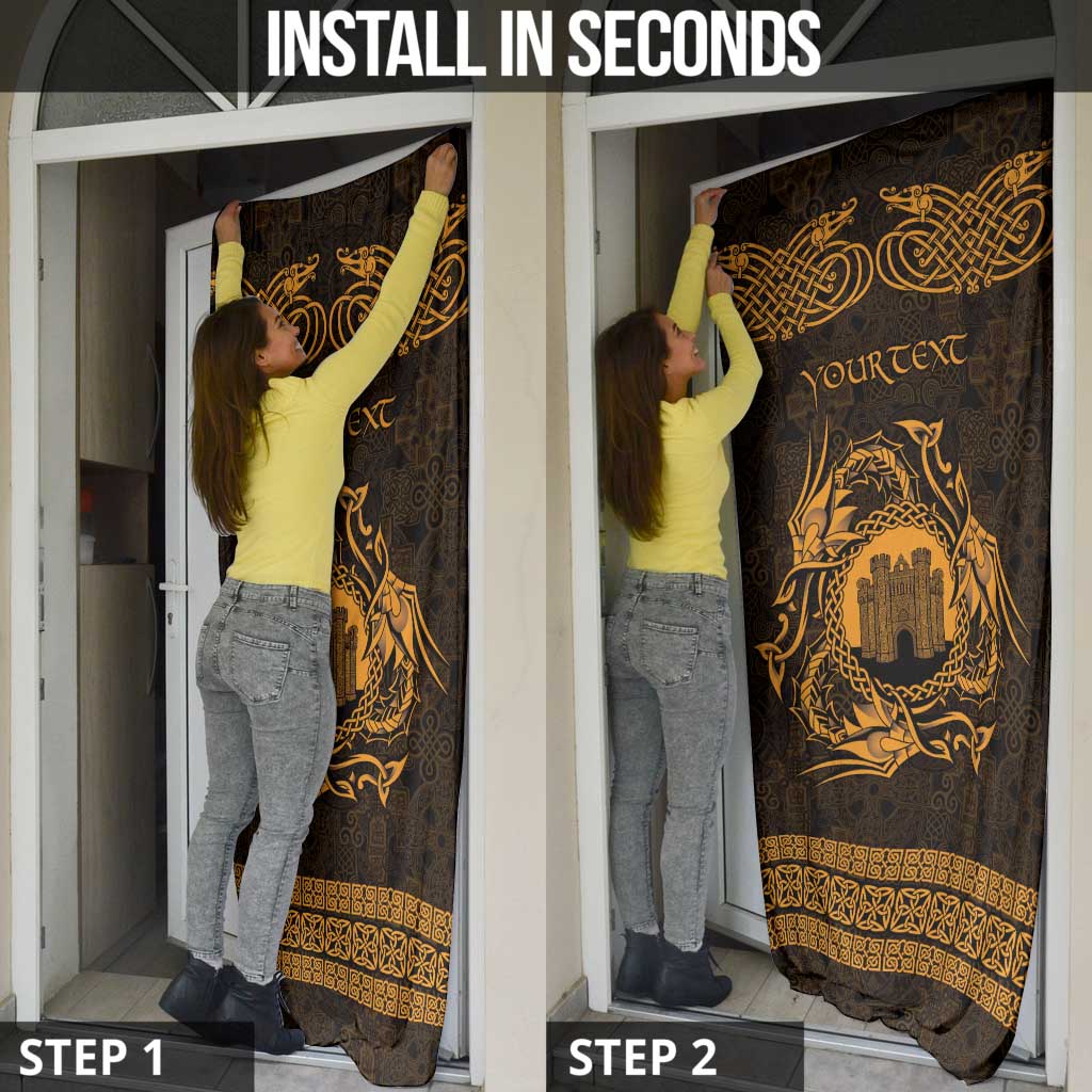 Personalized Denbighshire Sir Ddinbych Door Cover Gold Gatehouse Denbigh Castle Celtic-inspired - Wonder Print Shop